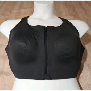 Adidas Plus Size 44C Black Full Coverage Sports Bra Zip Front